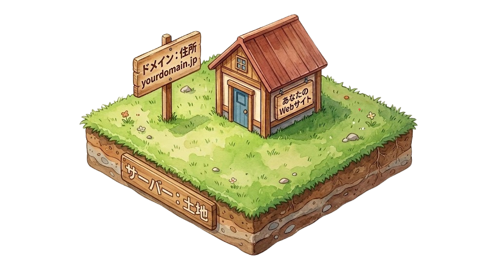 サーバー・ドメイン・Webサイトの構造イメージ
